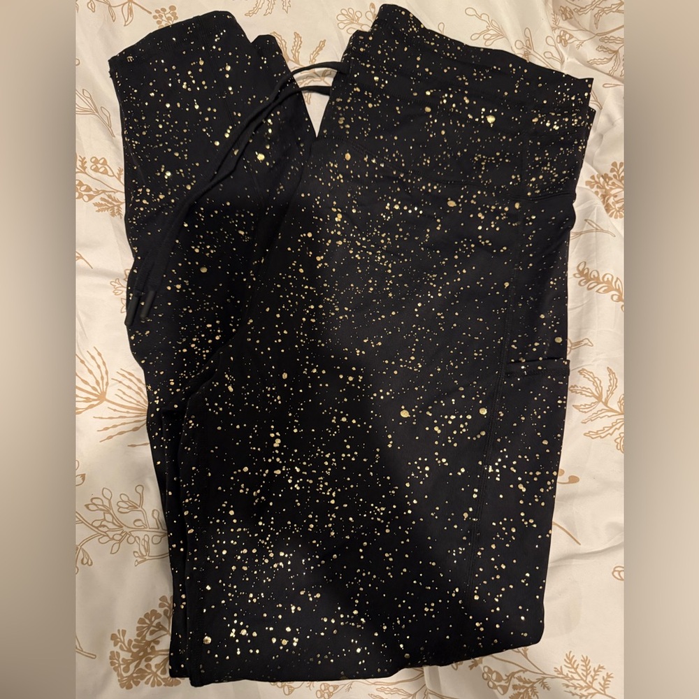 ZYIA Black Joggers with Gold Speckle Print